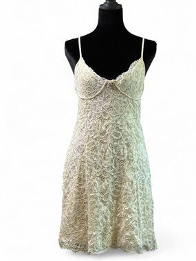 Forever 21 Cream Lace Slip Dress with Spaghetti Straps